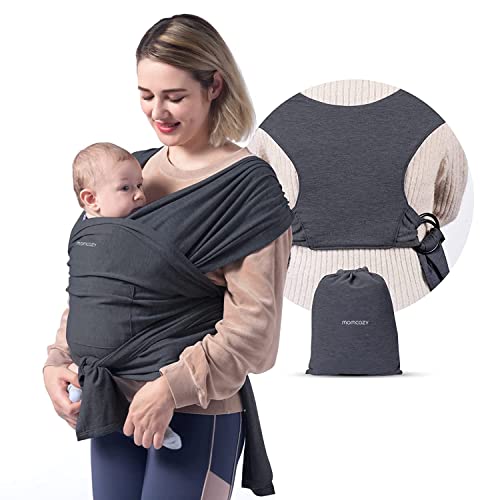 Momcozy Baby Wrap Carrier, Easy to Wear Infant Carrier Slings, Lightweight Hands Free Baby Sling, Adjustable Baby Carriers for Newborn to Toddler 8-35 lbs, Deep Grey - Deep Grey