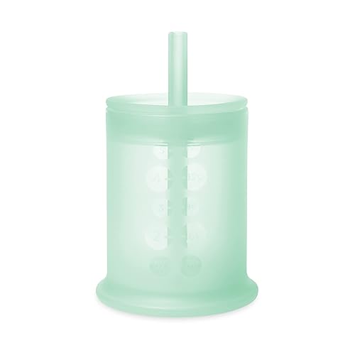 Olababy Silicone Training Cup with Straw Lid | Babies Water Drinking Cup | 6+ Mo Infant To 12-18 Months Toddler | Sippy Cup For Kids & Smoothie Cup | Baby Led Weaning (Mint, 5 oz) - 5 oz - Mint