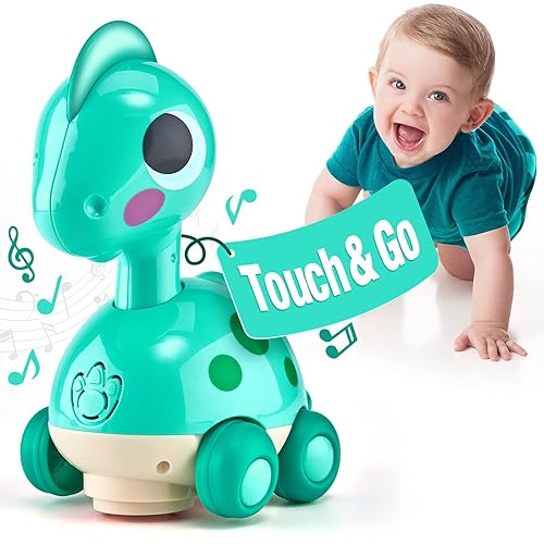 CubicFun Baby Toys 6-12 Months Touch & Go Musical Light Infant Toys Crawling Baby Toys 12-18 Months Tummy Time Toys for 1 Year Old Boy Gifts Girl Toddlers Christmas Stocking Stuffers