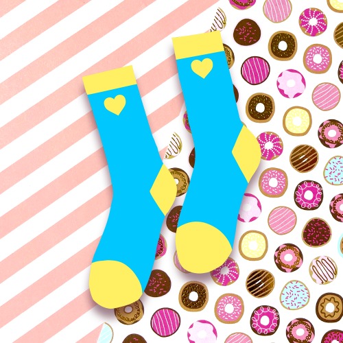 Dollip Socks - Blue with Yellow Accents