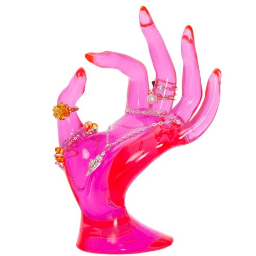 Maxsirui Hand Form Ring Holder Jewelry Display Organization Rack Bracelet Ring Watch Stand Support Aesthetic Decor Y2k Room Decor(Rose Red) - Rose Red