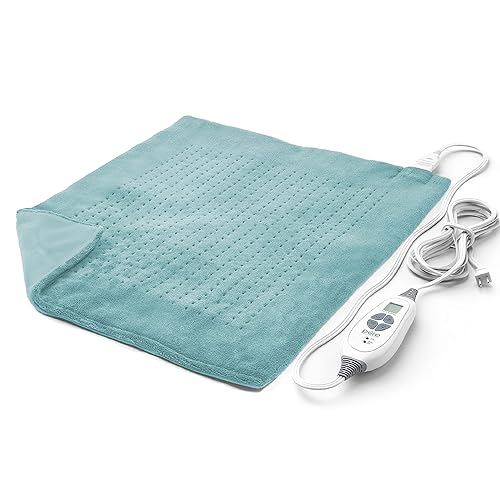 Pure Enrichment PureRelief Ultra-Wide Microplush Heating Pad - 20” x 24” XXL Size & 6 Heat Settings for Temporary Neck, Shoulder & Back Pain Relief - Moist Heat Option & Machine Washable (Sea Glass) - Sea Glass - 20" x 24"