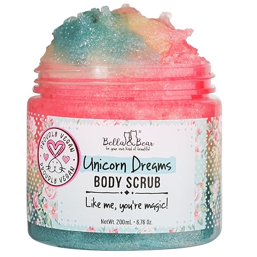 Bella and Bear Unicorn Dream Body Scrub Skin Care Exfoliating Body Wash - Cruelty-Free, Paraben Free, Vegan-Friendly Sugar Scrub with Pineapple and Papaya Scent