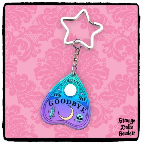 Pastel Goth Spirit Board Planchette keychain, Double-Sided, Gothic keyring, Strange Dollz Boudoir