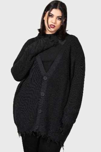 The Antisocials Cardigan [PLUS] | 3XL / Black / 95% Polyester 5% Elastane
