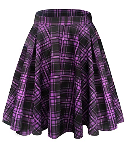 Urban CoCo Women's Basic Midi Skirt Versatile Stretchy Flared Casual High Waisted Skirt - Large - Long-10