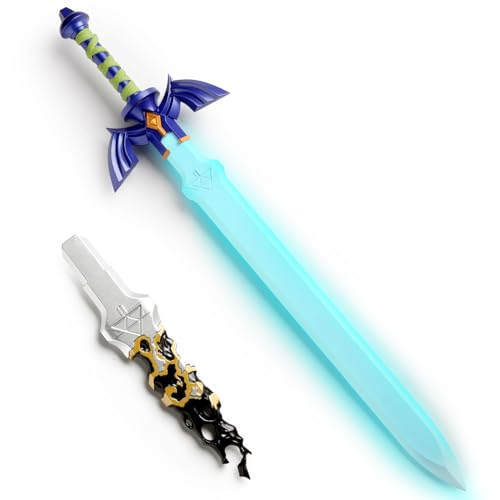 DMAR Glowing Master Sword, Plastic Sword with Lights(with METAL HANDLE), 40'' Plastic Master Sword, with 24'' Metal Decayed Master Sword(Assembly Required)