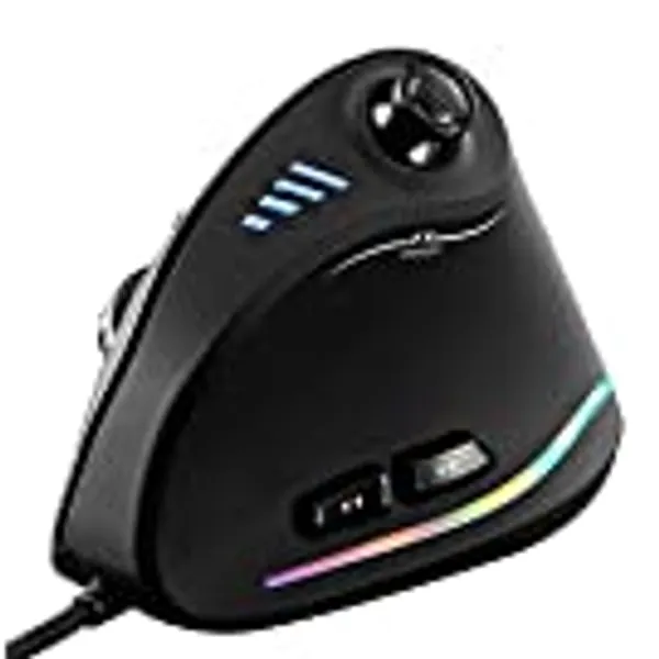 ZLOT Vertical Gaming Mouse,Wired RGB Ergonomic USB Joystick Programmable Laser Gaming Mice,6+1 Design,11 Buttons,1000 Hz Max Polling Rate,10000 Max DPI,Upgraded Version for Computer Gamers,Black