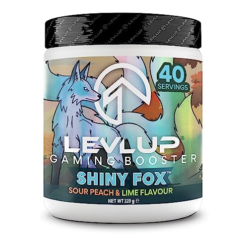 LevlUp Shiny Fox Gaming Booster, Energy, Focus and Concentration Drink Powder for Gamers with Taurine, Caffeine, L-Tyrosine and Vitamin B12, Peach and Lime Flavour, 320 g, 40 Servings - Peach and Lime