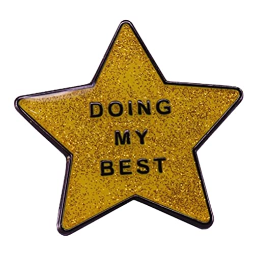 Gold Star Enamel Pin Doing My Best Gold Glitter Star Enamel Brooch Pin Metal Badges Lapel Pin Brooches Jackets Jeans Fashion Jewelry AccessoriesQ