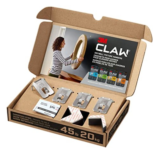 3m Claw 4 Drywall Picture Hangers with Spot Markers, 45 Lb., Hang Frames with No Tools, Holds Up To 45 Lbs - 45 lb 4 Pack
