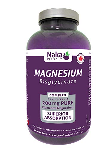 Naka Platinum MAGNESIUM Bisglycinate 200 mg SUPER BONUS SIZE - 330 Veggie Caps (300+30 FREE), Pure Elemental Magnesium, Superior Absorption
