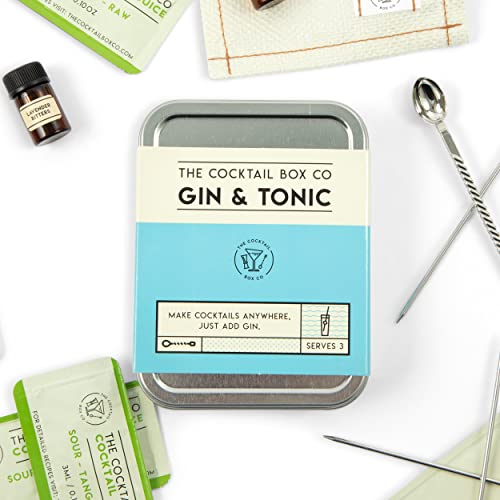 Gin & Tonic Cocktail Kit - The Cocktail Box Co. Premium Cocktail Kits - Make Hand Crafted Cocktails. Great Gift for Any Cocktail Lover and Makes The Perfect Travel Companion! (1 Kit) - 1 Kit
