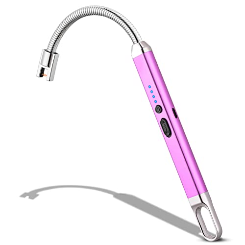 MEIRUBY Lighter Electric Candle Lighter Christmas Stocking Stuffers Gifts for Women Men Rechargeable USB Lighter Arc Lighters for Candle Camping BBQ Christmas Birthday Gifts for Men Women (Purple) - Purple
