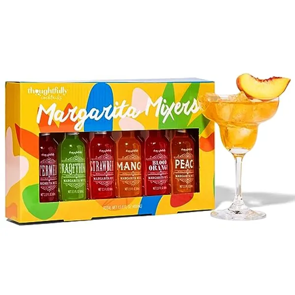 Thoughtfully Cocktails, Margarita Cocktail Mixer Gift Set, Vegan and Vegetarian, Variety of Fruit Flavors, Set of 6 (Contains NO Alcohol)