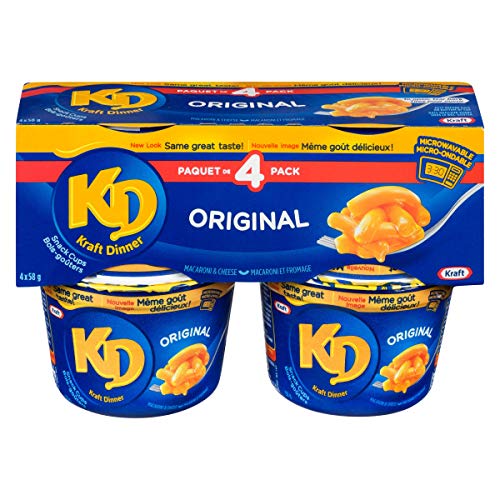 KD Original Macaroni & Cheese Snack Cups, 232g - 58 g (Pack of 4) - Original
