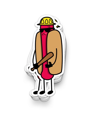 Hot Dog Hard Hat Harry Vinyl Sticker