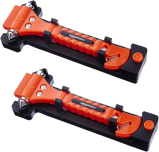 Amazon Basics Emergency Seat Belt Cutter and Window Hammer Tool, Car Accessories, 2 Pack - 2-Pack
