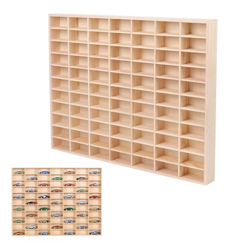 WeiLaiKeQi Wood Car Display Rack Car Diecast Display Shelving Storage Shelf Storage Model Car Display Case Toys Storage Stand Organizer for Business, 77 grids - 77 grids