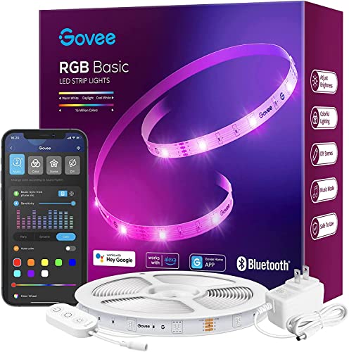 Govee 50ft Smart LED Light Strips, WiFi LED Lights Work with Alexa & Google Assistant, Christmas Color Changing LEDs with App Control, Music Sync RGB Strip Lights for Bedroom, Party - 50ft