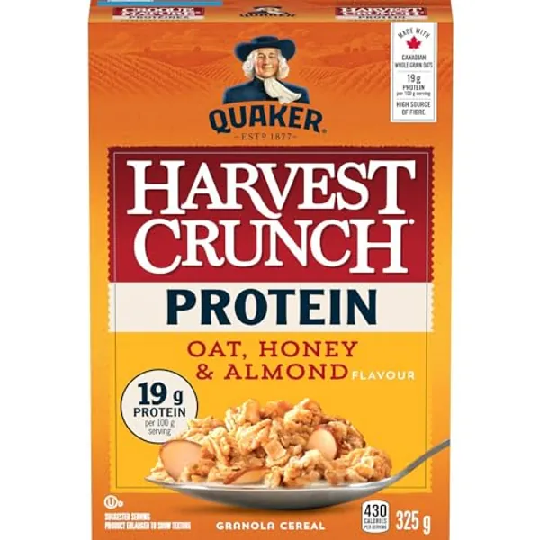 Quaker Harvest Crunch Protein Granola Cereal - Oat, Honey & Almond 325g