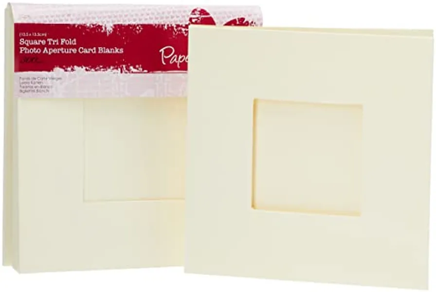 Square Aperture Cards/Envelopes Tri Fold Window (10pk 300gsm) - Cream