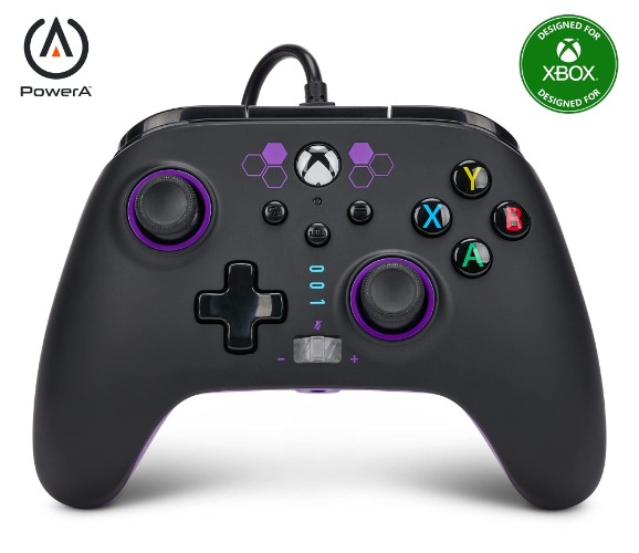 PowerA Enhanced Wired Controller for Xbox Series X|S - Purple Hex, gamepad, wired video game controller, gaming controller, Xbox Series X|S (Xbox Series X)