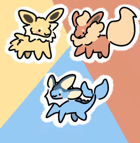 Jolteon - Flareon - Vaporeon - Clear Stickers - Pokemon