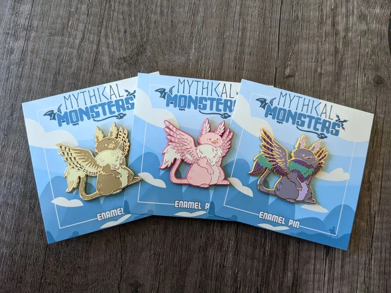 Gryphon Enamel Pin Pink