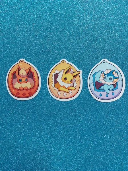 Tamagotchi Jolteon, Flareon and Vaporeon Stickers
