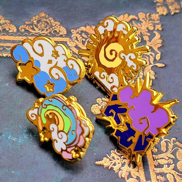 Soaring Skies, MINI FILLER PINS - Thunder Storm, Starry Cloud, Sun, Cloudy Rainbow