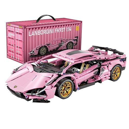 Chodia Sport Race Car Building Block Sets for Adults Pink Racing Supercar Toys Kits Collectible 1:14 MOC Model Construction Birthday Gifts for Men Boys and Girls Teens Age 8-12 12-16,14+