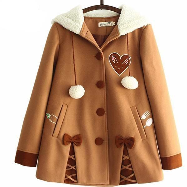 Wool Jacket in Chocolate Bun Design - L