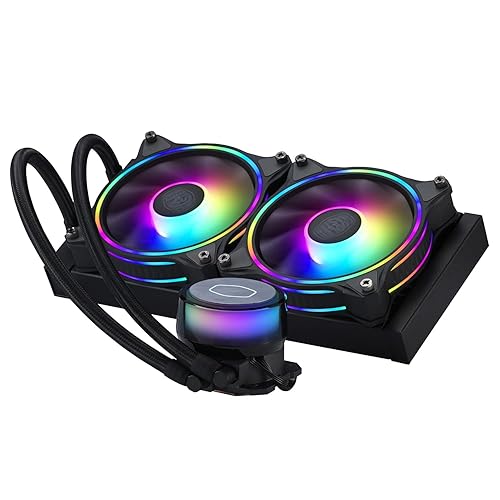 Cooler Master MasterLiquid ML240 Illusion CPU Liquid Cooler - AIO Water Cooling System, 3rd Gen Pump, 2 x 120mm ARGB Halo Fans, 240mm Radiator, ARGB Controller Included - AMD and Intel Compatible - ML240 Illusion - Illusion