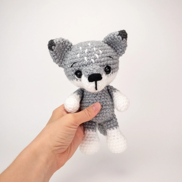 PATTERN: Wilson the Wolf Pup - Crochet wolf pattern - amigurumi wolf pattern - crocheted gray wolf pattern - PDF crochet pattern