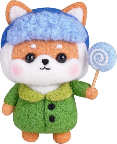 BXDOW Needle Felting Kits, Needle Felting Beginner Kit, Needle Felting Kit for Kids, Felt Kit with Needle Felting Pad, Felting Needles, Felting Wool, Keychain and Instructions (Candy Dog) - Candy Dog