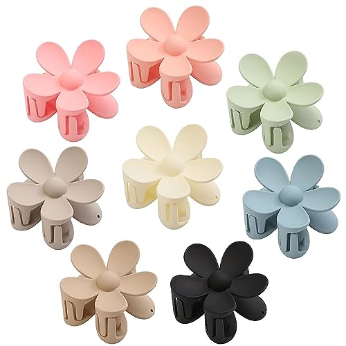 8PCS Flower Claw Clips, Hair Claw Clips for Thick Thin Hair, Non Slip Flower Hair Clips, Strong Hold Hair Clips for Women Girls, Aesthetic Color - Aesthetic Color