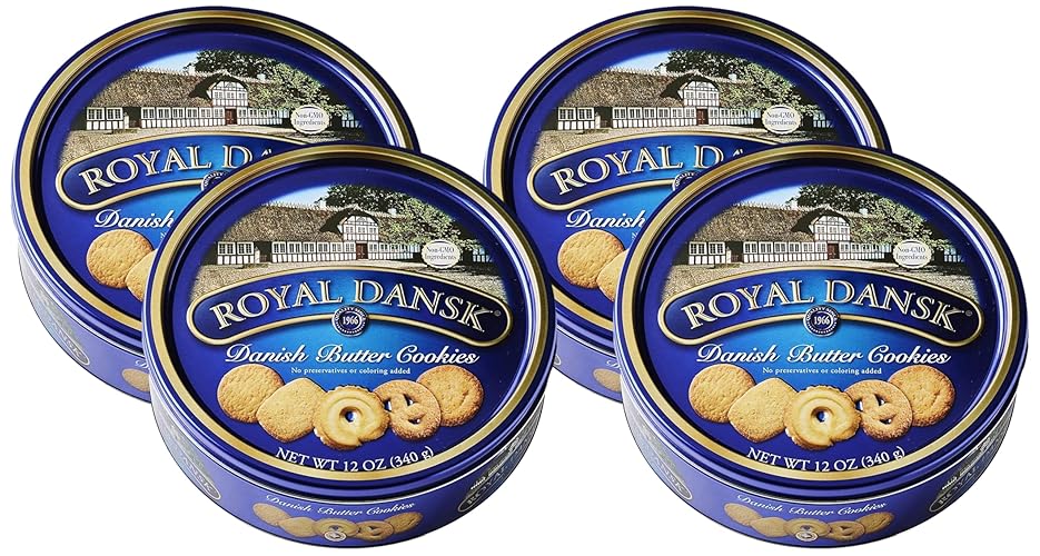 Royal Dansk Danish Cookie Selection, No Preservatives or Coloring Added, 12 Ounce (Pack of 4) - Danish Butter cookies - 12 Ounce (Pack of 4)