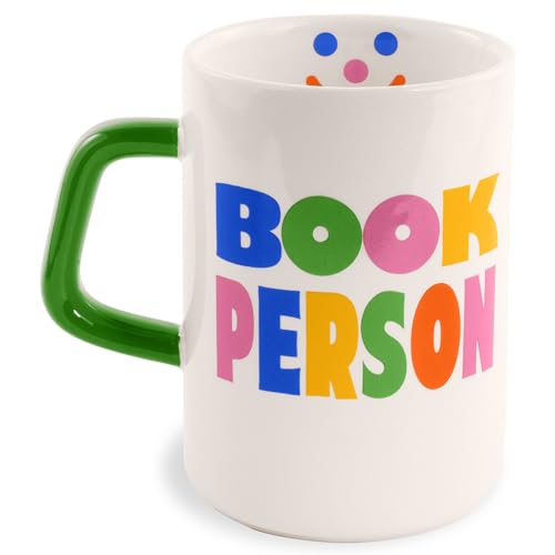 ban.do Ceramic Mug, 12 Ounce Coffee Cup, Dishwasher and Microwave Safe Mug, Book Person