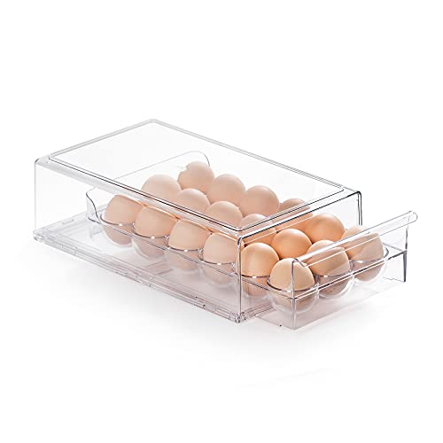 Egg Container for Refrigerator BPA Free Refrigerator Organizer Bins,Stackable Egg Holder for Refrigerator,18 Egg Tray,Clear - 18 eggs container
