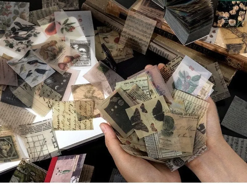 60 pcs random Retro Vellum Memo Paper Pad, journal ephemera, Mini Memo Pad, INS style, vintage journal, Vintage papars, journaling, vintage