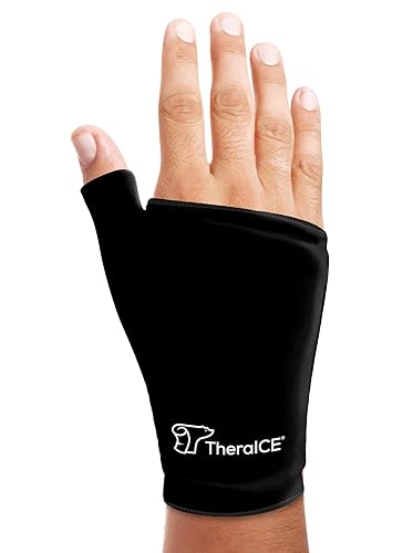 TheraICE Wrist Ice Pack - Soft Gel Ice Pack Wrap Thumb Brace for Either Wrist for Hot & Cold Hand Therapy - Fits Most Women - S/M - Small/Medium (Black - Pack of 1) - 1.0