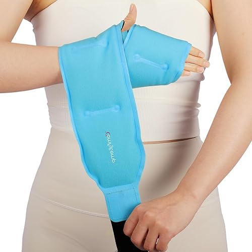 Comfytemp Larger Wrist Ice Pack Wrap for Carpal Tunnel Relief, FSA HSA Eligible, Reusable Longer Gel Wrist Brace Hot Cold Compression for Hand Pain Injury, Achilles Tendonitis, Arthritis, Surgery Gift - Longer Wrist Ice Pack Wrap 1 Pack - 1.0