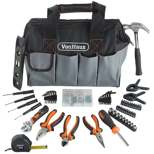 VonHaus Tool Set - 92pcs Tool Kits for DIY Tasks - Household Tool Kit - Includes Wrench, Hammer, Sockets, Screwdriver and More | DIY at B&Q