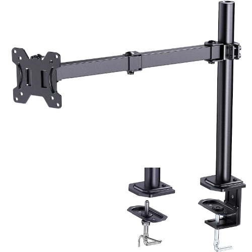 HUANUO Single Monitor Arm Desk Mount for 13 to 32 Inch Screens, Ergonomic Single Monitor Stand Height Adjustable with 2 Mounting Methods, Single Monitor Mount with Tilt Swivel Rotate Fits VESA 75 100