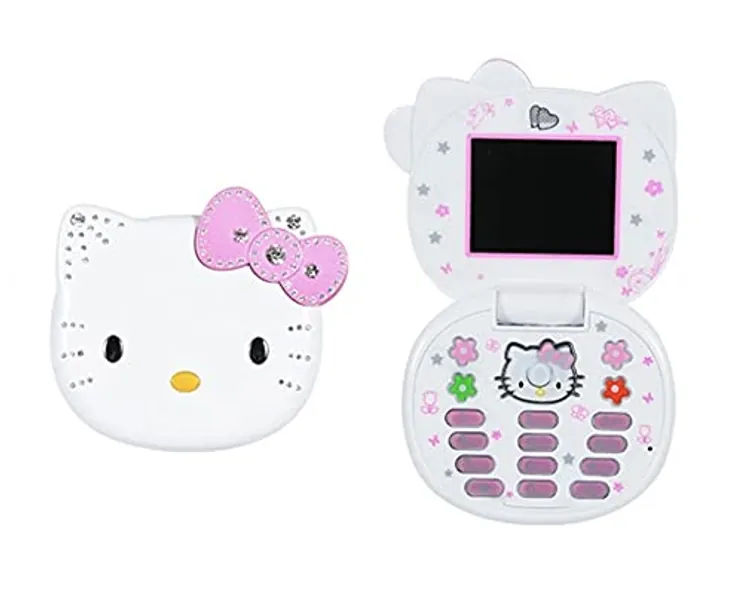 Bella Sun Hello Kitty Flip Mobile Cell Phone Anime Cartoon Unlocked Children Japanese (White), K688+ - 