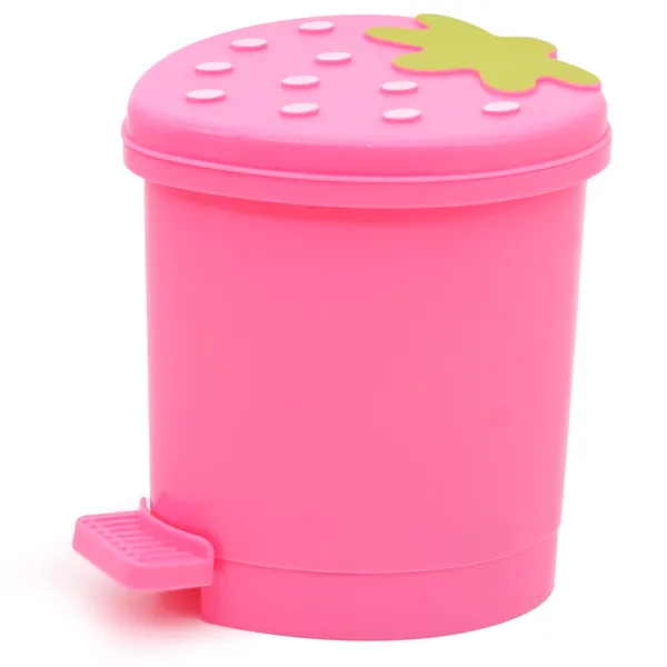 M-TOP Desktop Trash Can Mini with Swing Lid Cute Pink Strawberry, Mini Countertop Trash Cans for Desk Car Office Kitchen, Tiny Trash Can, Mini Garbage Can Plastic - Pink