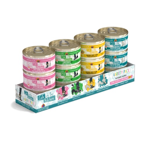 Weruva Cats in The Kitchen, Kitchen Cuties Variety Pack, Wet Cat Food, 3.2oz Can (Pack of 12) - Kitchen Cuties Variety Pack 3.2 Ounce (Pack of 12)