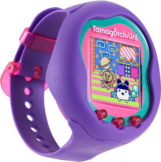 BANDAI- Tamagotchi Uni - Verbundenes Tamagotchi mit Armbanduhr - Virtuelles Haustier - Violett-Modell - 43352