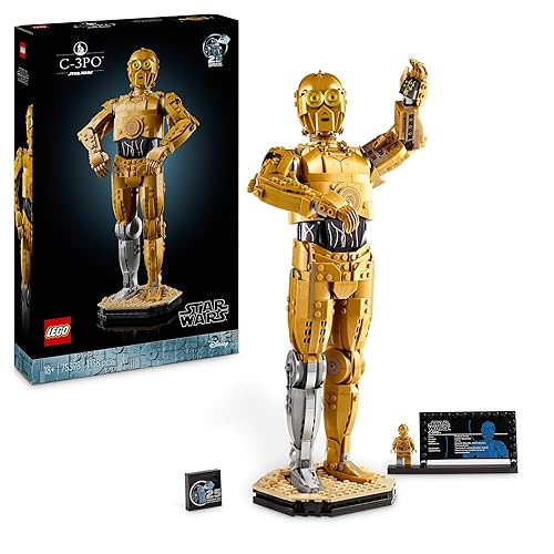 LEGO Star Wars C-3PO Droid Figure Building Set, Collectible Model Kit for Adults to Build with Character Minifigure and Display Stand, Nostalgic Gift Idea for Men, Women, Him, Her & Fans 75398 - Single